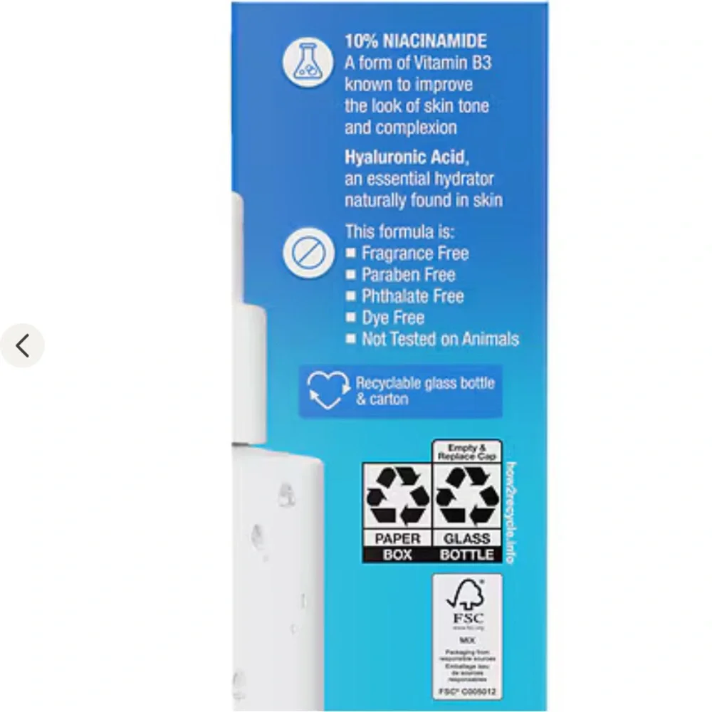 Neutrogena Hydro Boost+ Niacinamide Unscented Face Serum, 1.0 fl oz